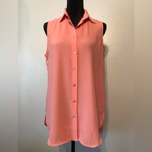 Rachel Zoe Women’s Button Down Sleeveless Long Top Size M Peach Color